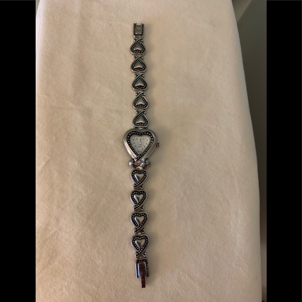 Ladies silver heart watch